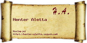Henter Aletta névjegykártya